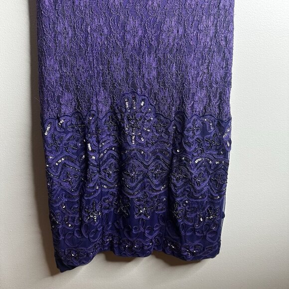 Sue Wong Nocturne Dress Size 8 Purple Beaded Corset Sequin Cocktail Goth Fairy - Picture 6 of 16